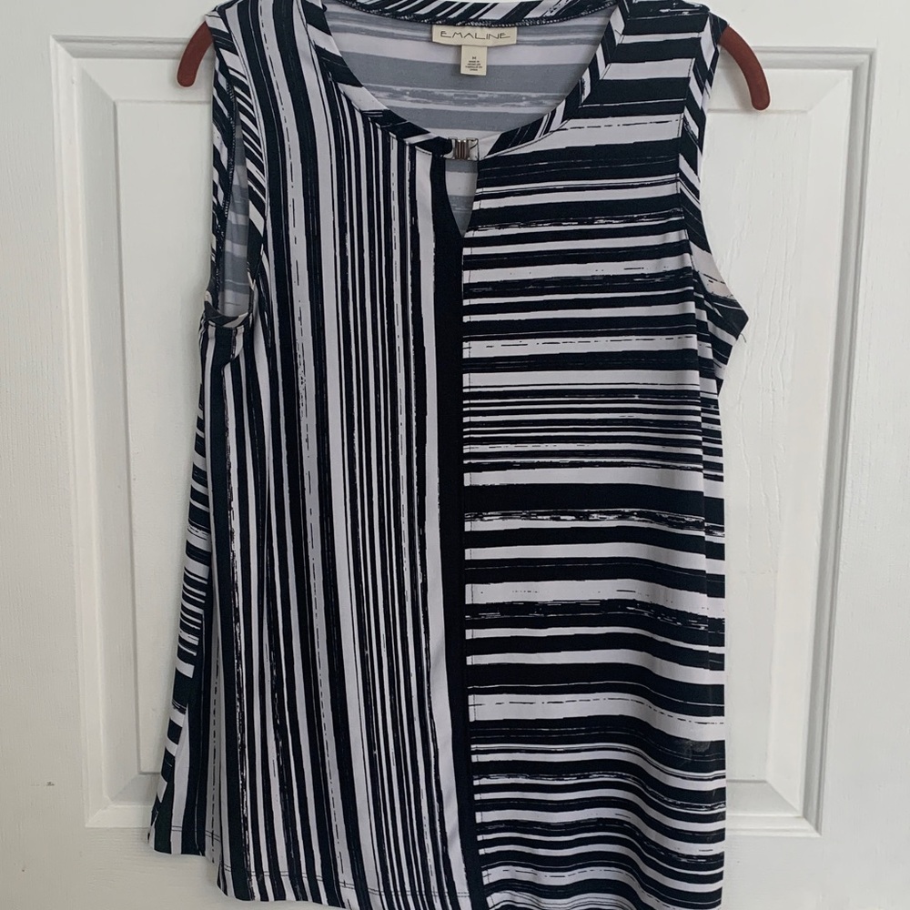 Monochrome Striped Sleeveless Top